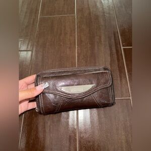 Kenneth Cole Reaction Dark Brown Leather Zip Wallet